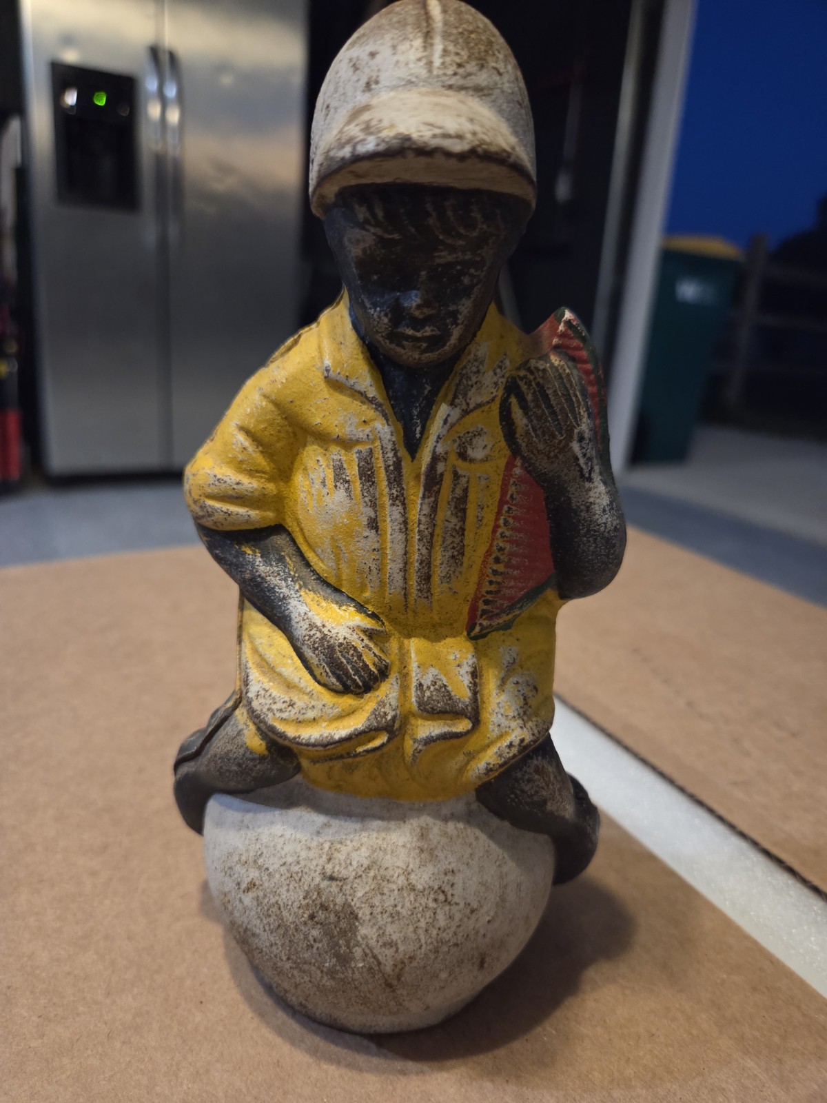 Vintage Cast Iron Bank - Child Holding Watermelon