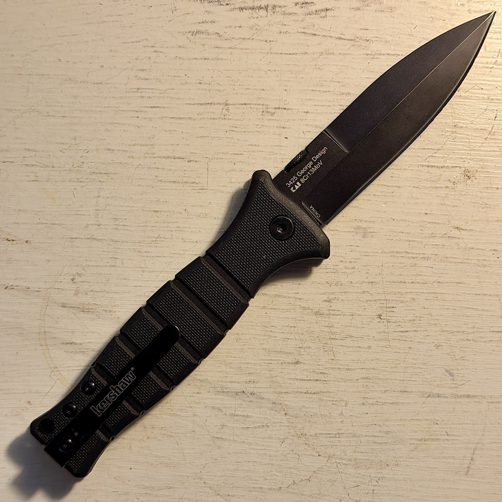 Kershaw 3425 XCOM Les George Design Folding Knife GFN Handle Spear Point