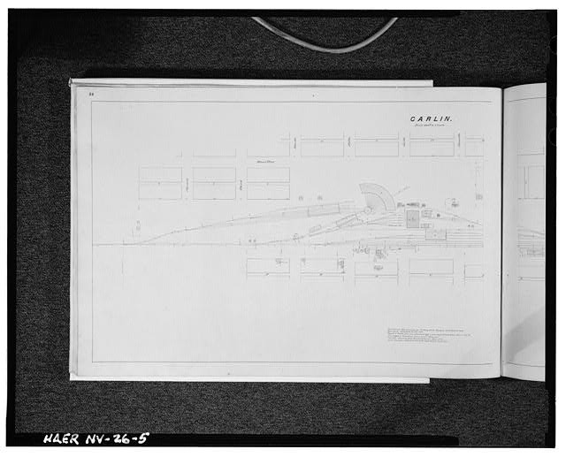 Photo:Carlin Nevada 1884 Southern Pacific Railroad Carlin Shops Plat Map