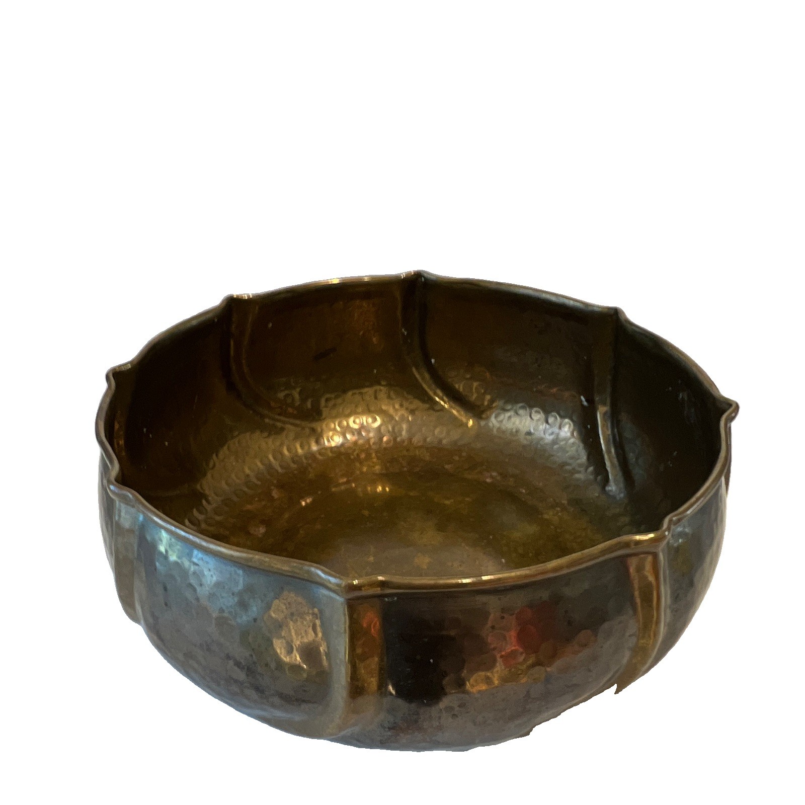Handcrafted Copper Hammered Bowl – Vintage Decorative Bowl Sculptural Shape 9”