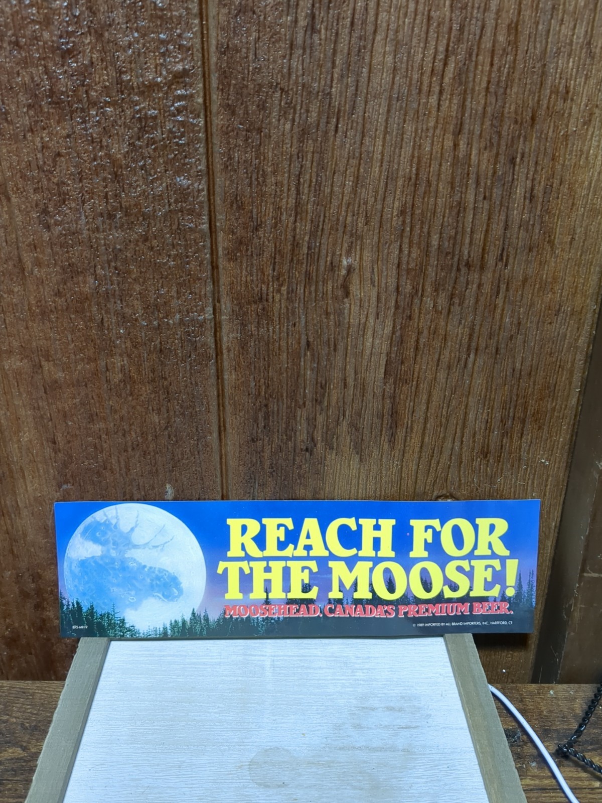 Moosehead Beer Canada Premium Reach Moose Moon 1989 Bumper Sticker Nos Advertise