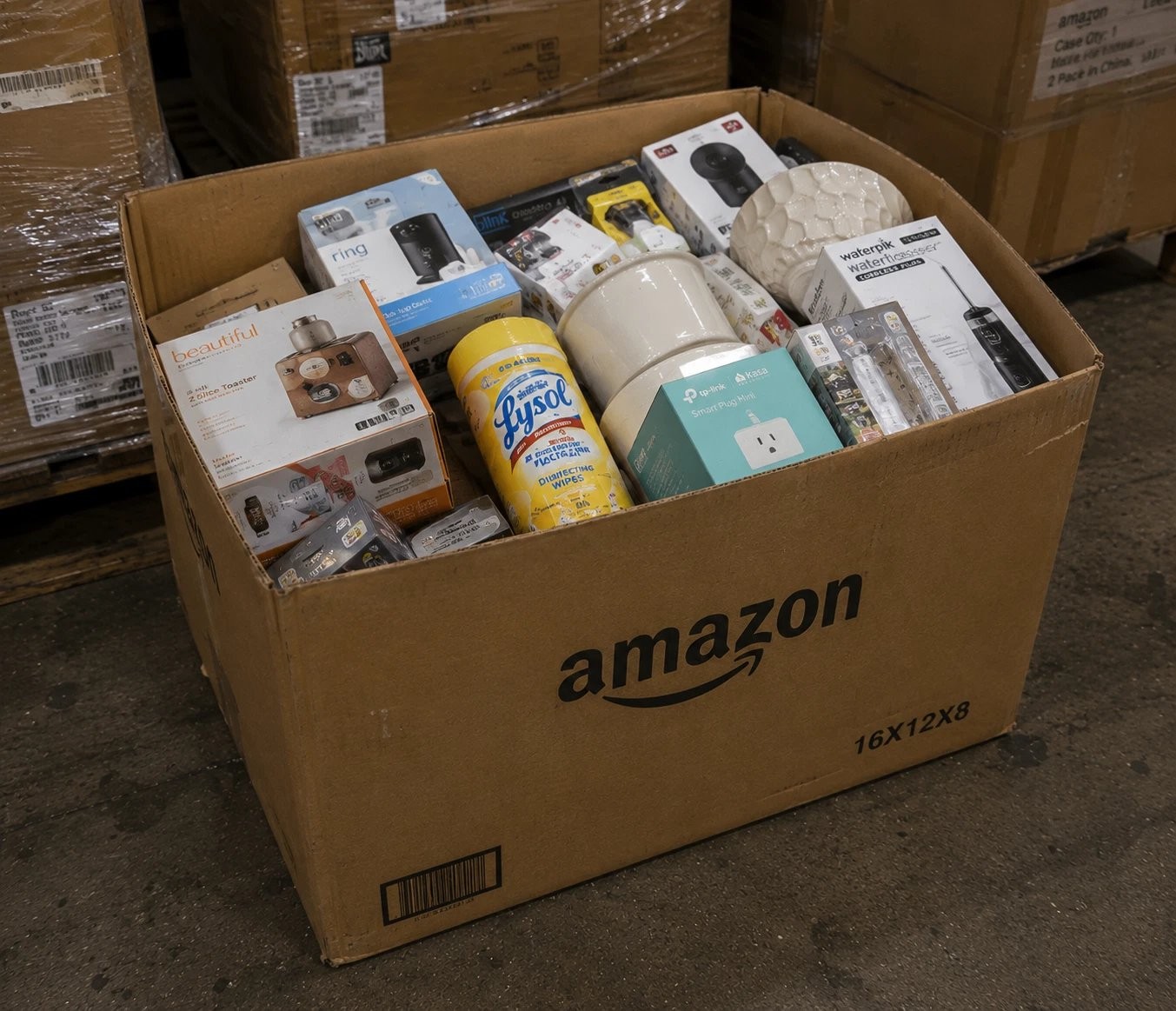 amazon shelf pulls assorted novelties & retail cleaning supply lot
