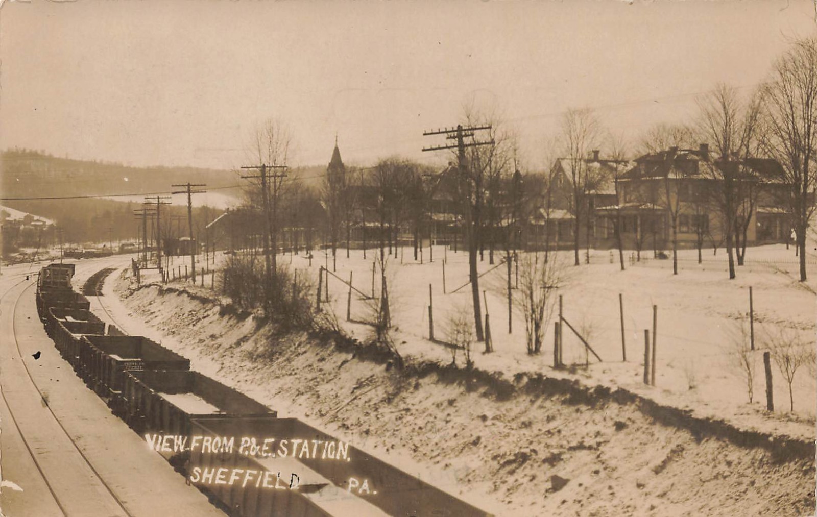 LP63 Sheffield Pennsylvania View from P&E Station 1908 RPPC Postcard
