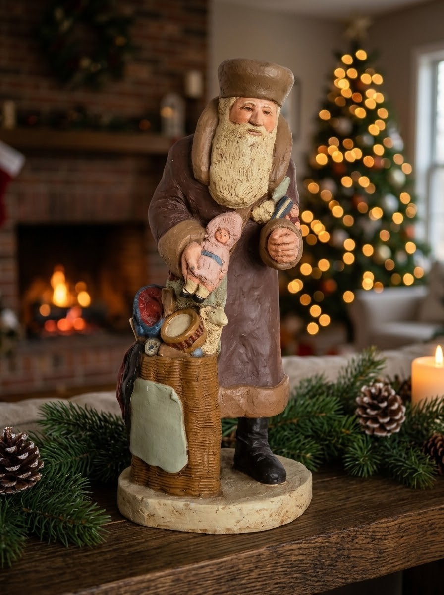Vintage 1987 Signed Don Ephraim Santa Figurine Hunting Creek Folk Art 14.5\