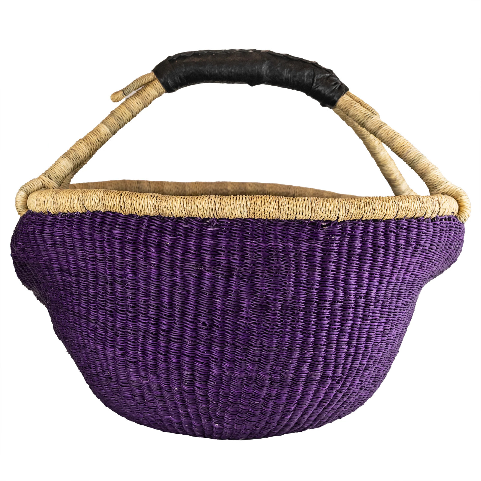 Ghanaian Bolga Basket, Purple, Large Size African Handmade