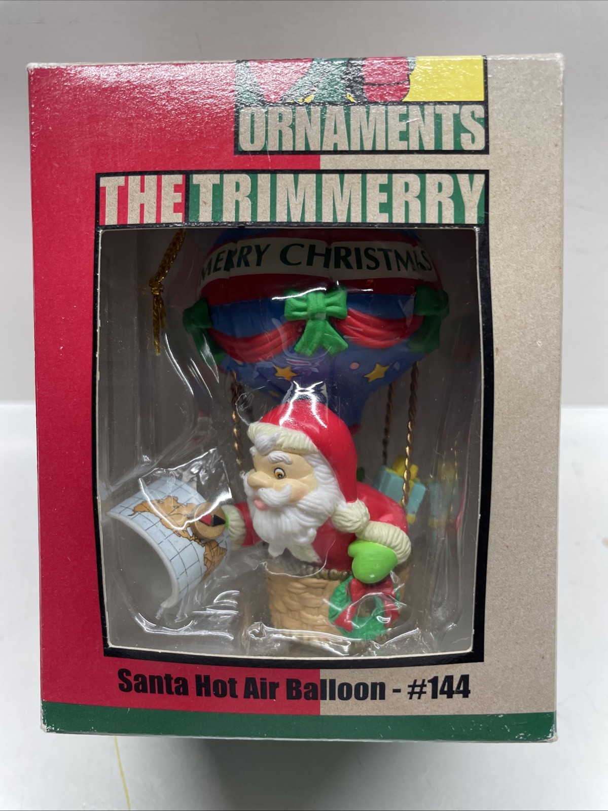 Trimmerry Santa Hot Air Balloon Ornament #144 Christmas Decor Boxed Vintage Styl