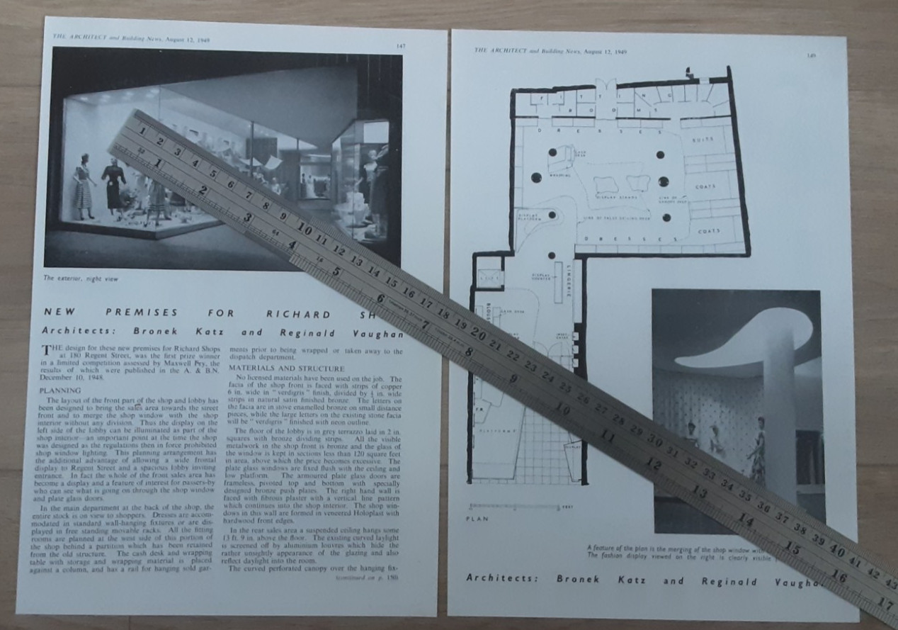 1949 Press Cutting Richard Shops Regent Street London Architecture