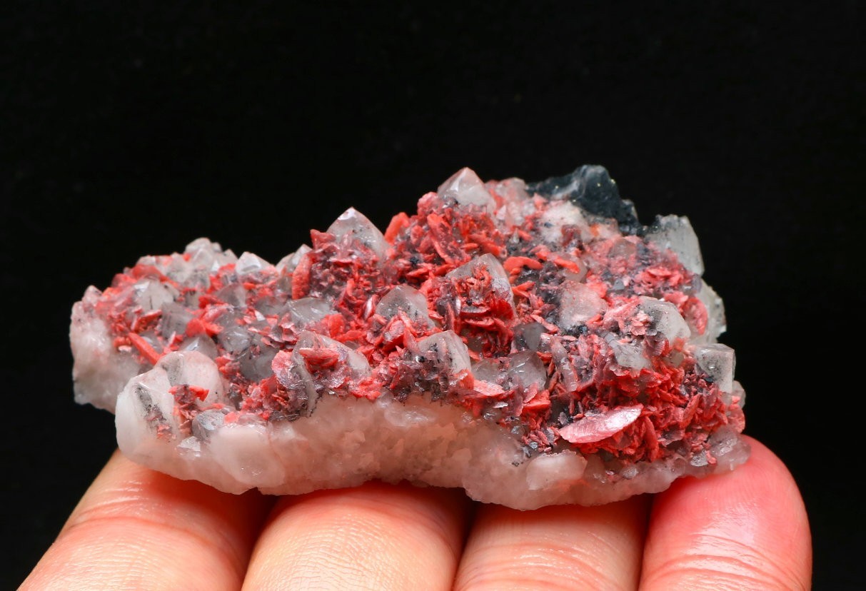 Natural Rhodochrosite Quartz Crystal Cluster  Mineral Specime/guangxi