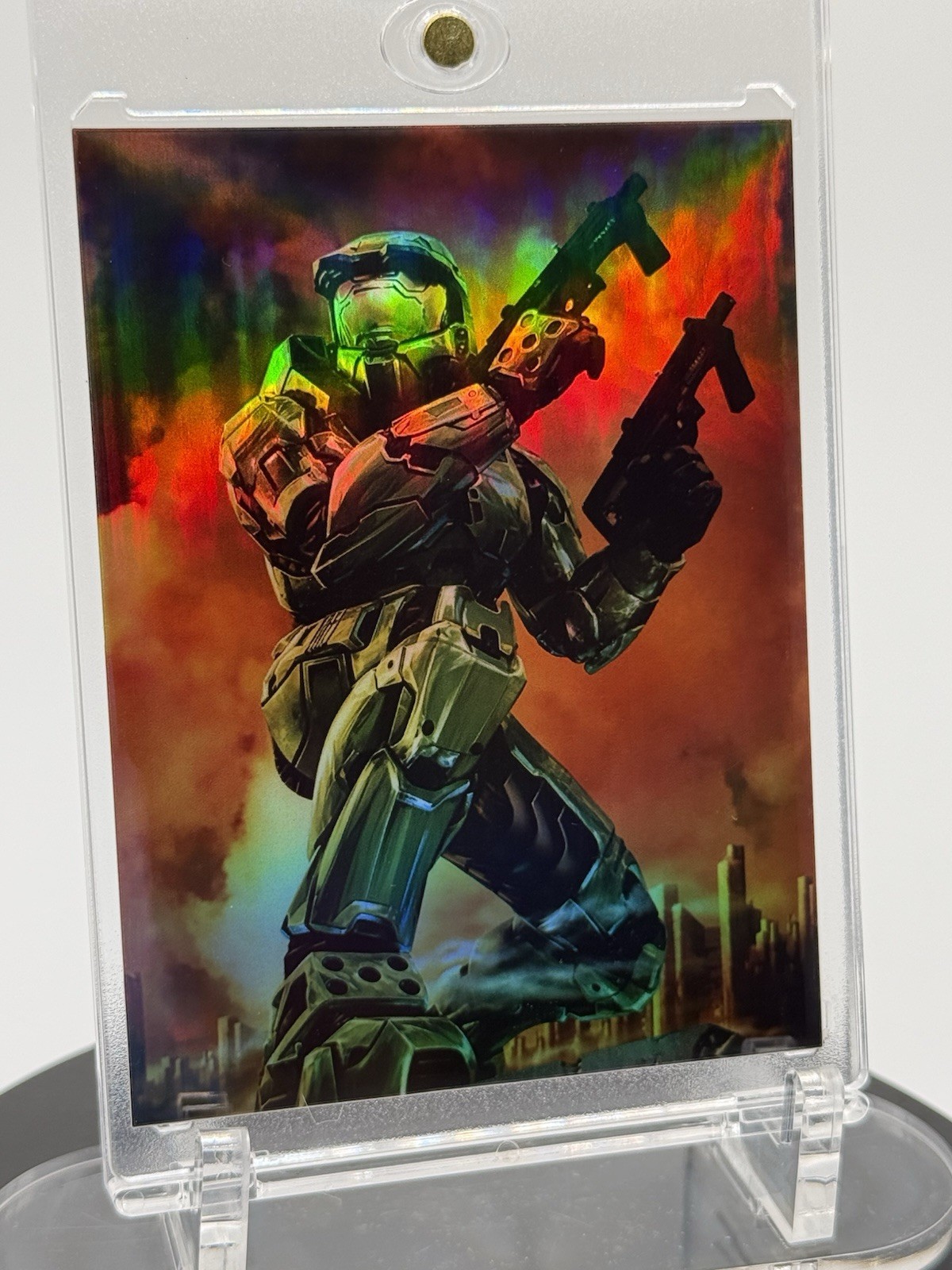 Halo Master chief art card/sticker Non-Sport Trading Card. Full holographic🤙