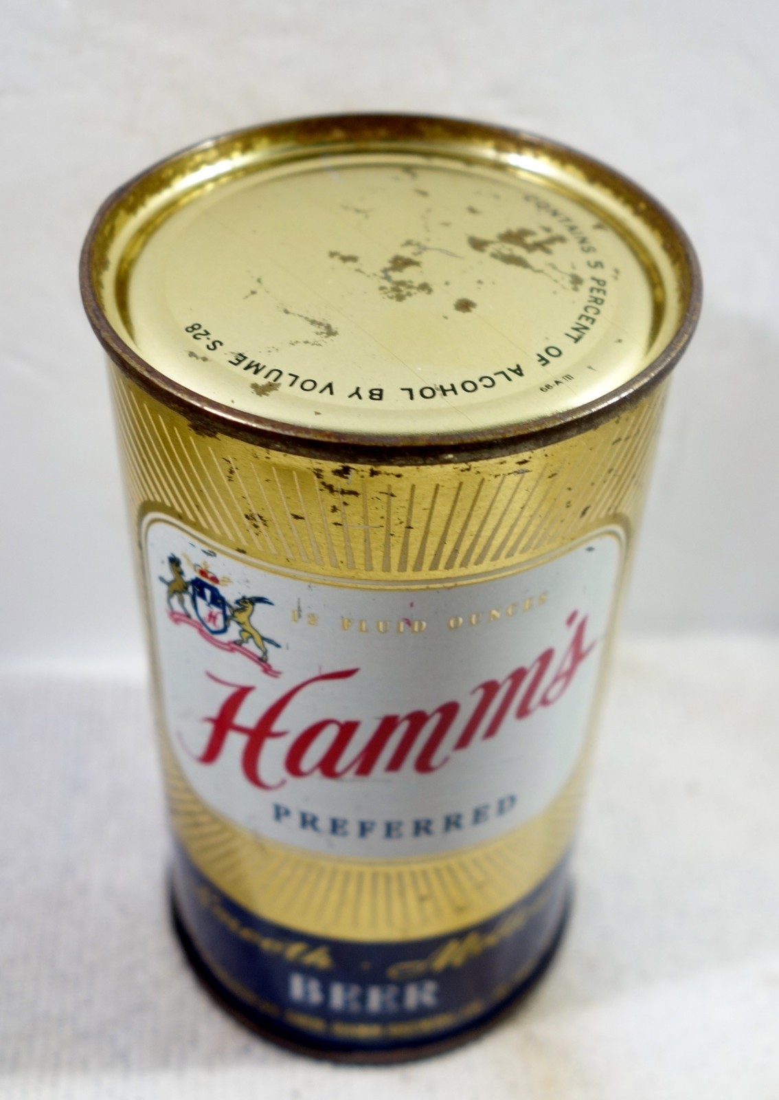Hamm\'s Smooth Mellow St. Paul MN Flat Top Beer Can BO with RARE 5% by volume TL