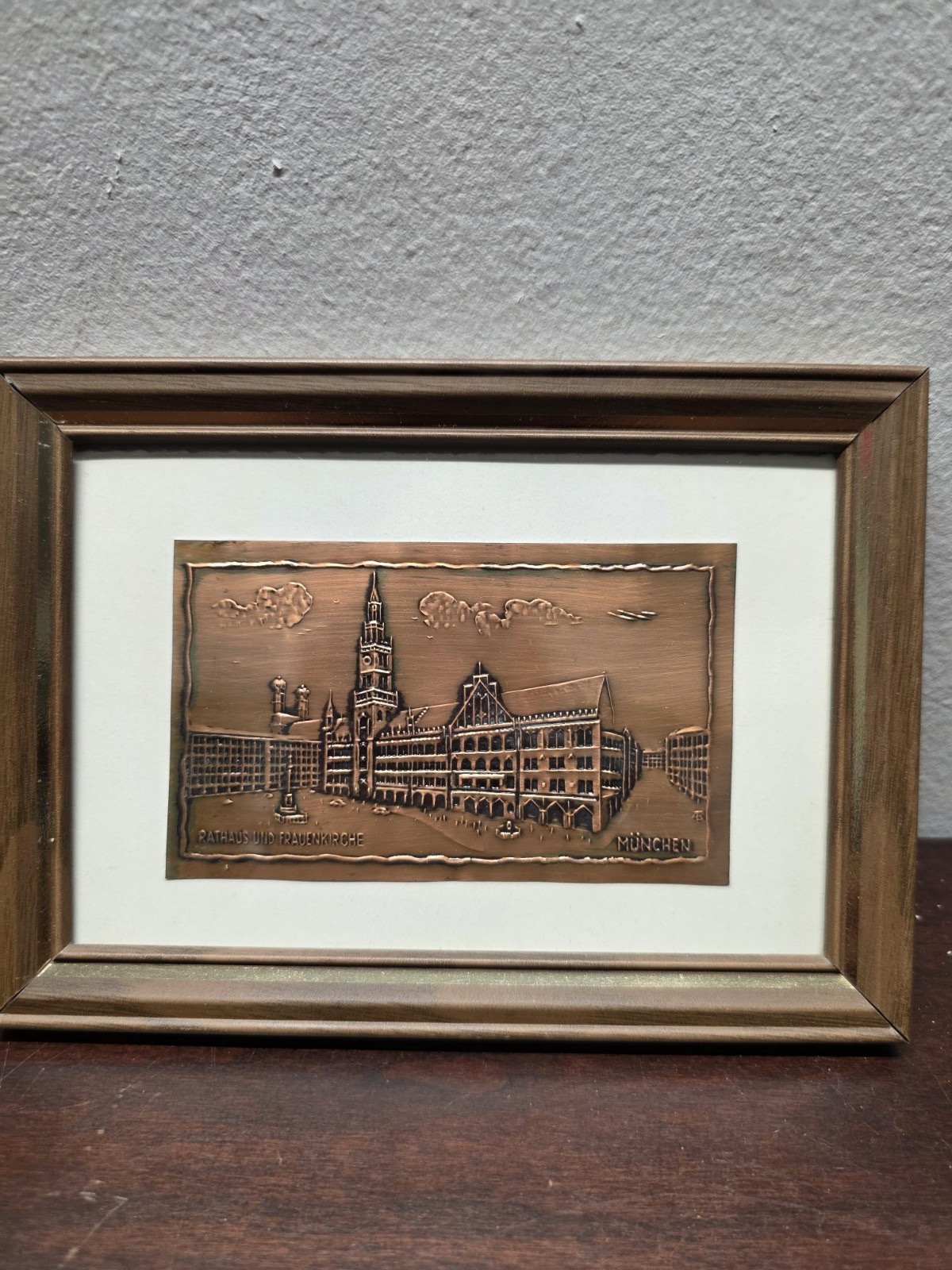 Echt Kupfer (Real Copper) wall plaque  etched cityscape of Munich Germany 