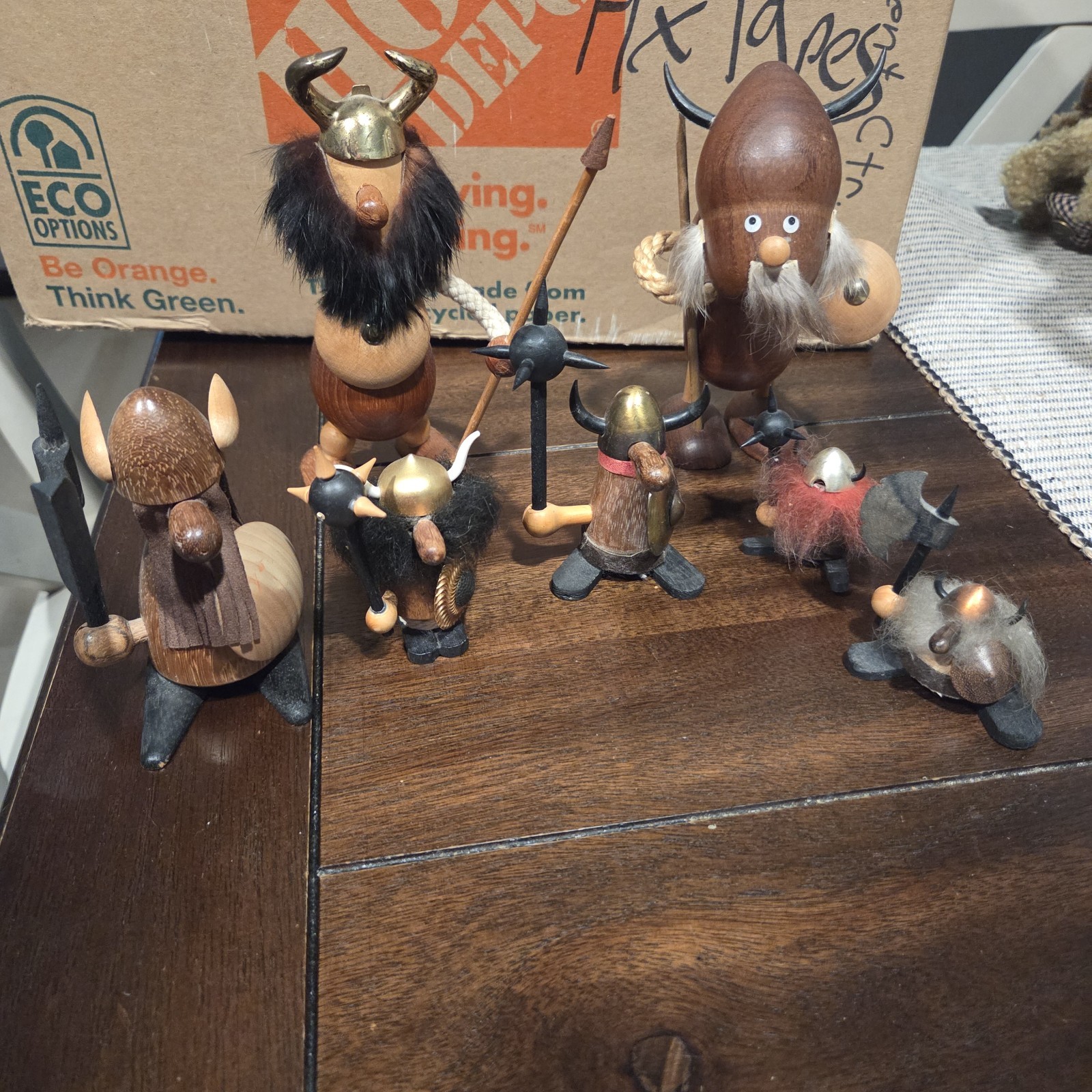 Vintage Scandinavian Wood Viking Figures.