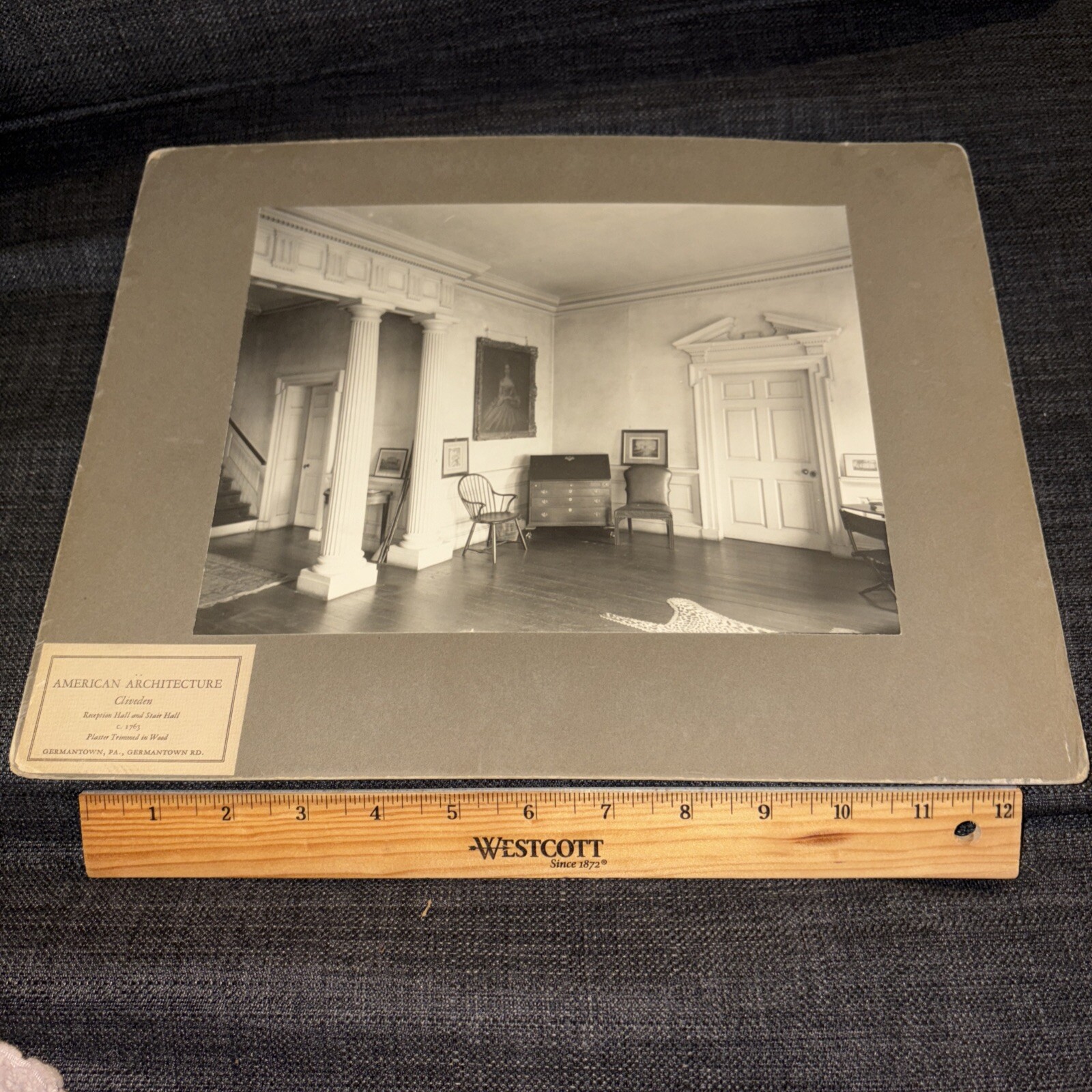 Antique Cliveden Hall Germantown PA Mounted Architecture Photo Revolutionary War