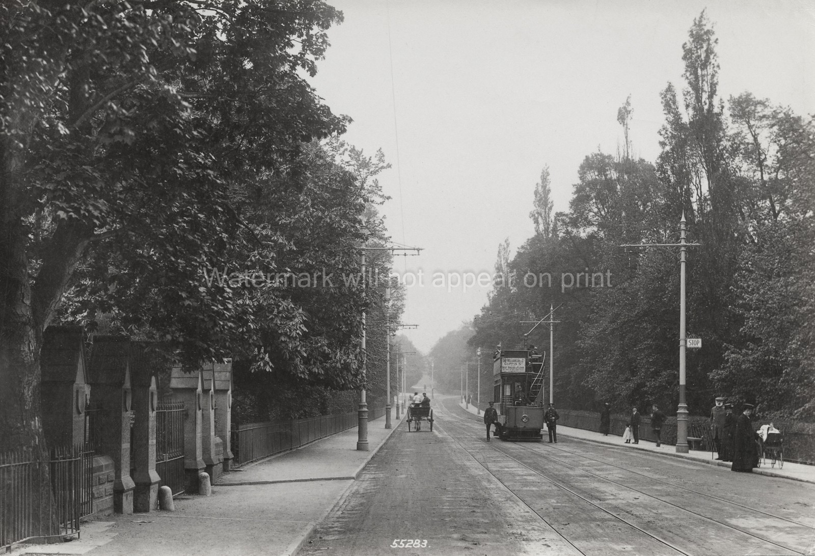Chester Cemetary Road Tramway Horse-Drawn Carriage People Vtg. Photo 19thC.
