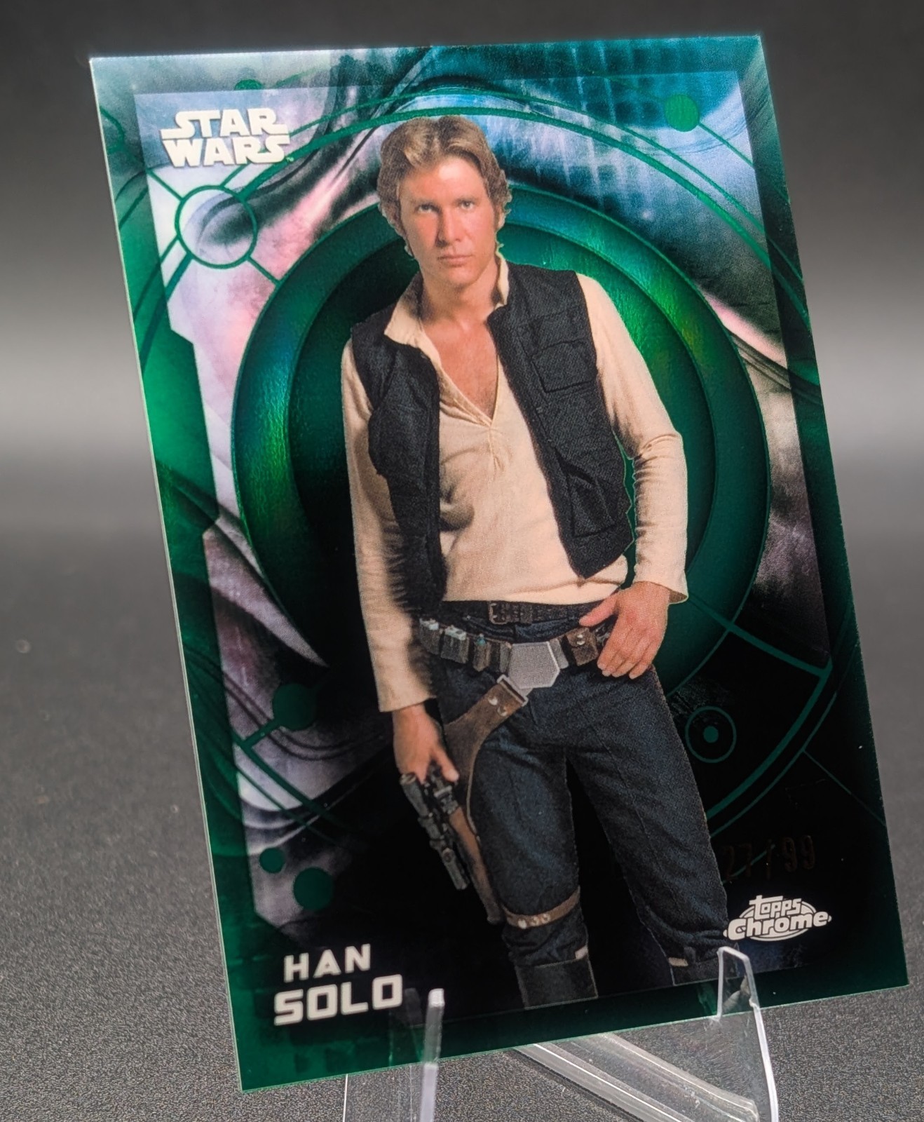 Topps 2026 Topps Chrome Star Wars  HAN SOLO Green Refractor /99  Card #83