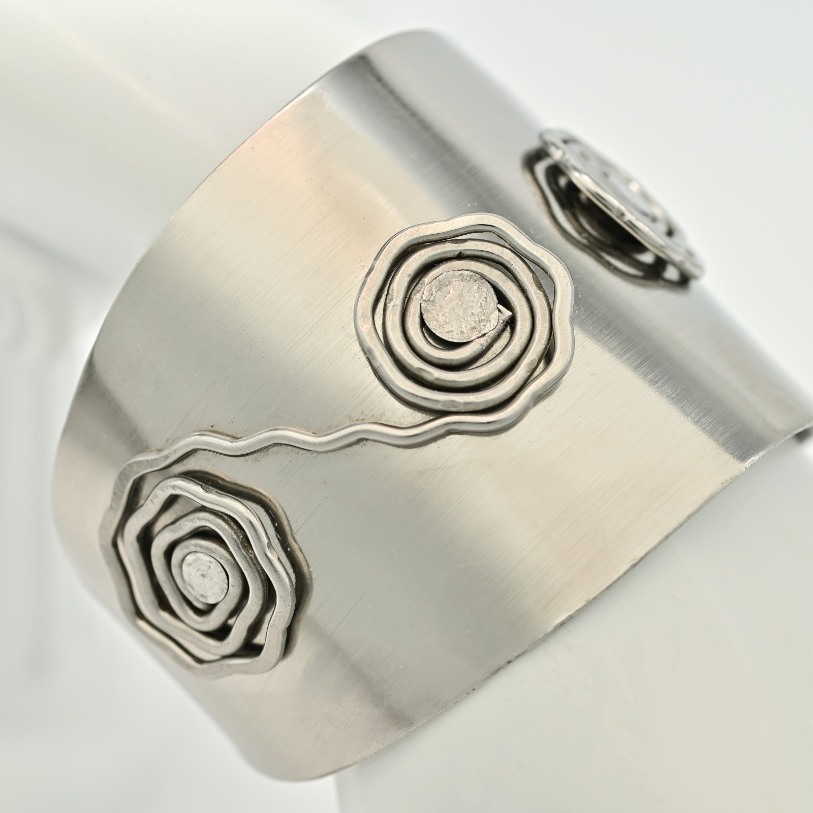 CALDER Vintage Original Designer Unsigned MCM Nickel Silver Cuff Estate Bracelet