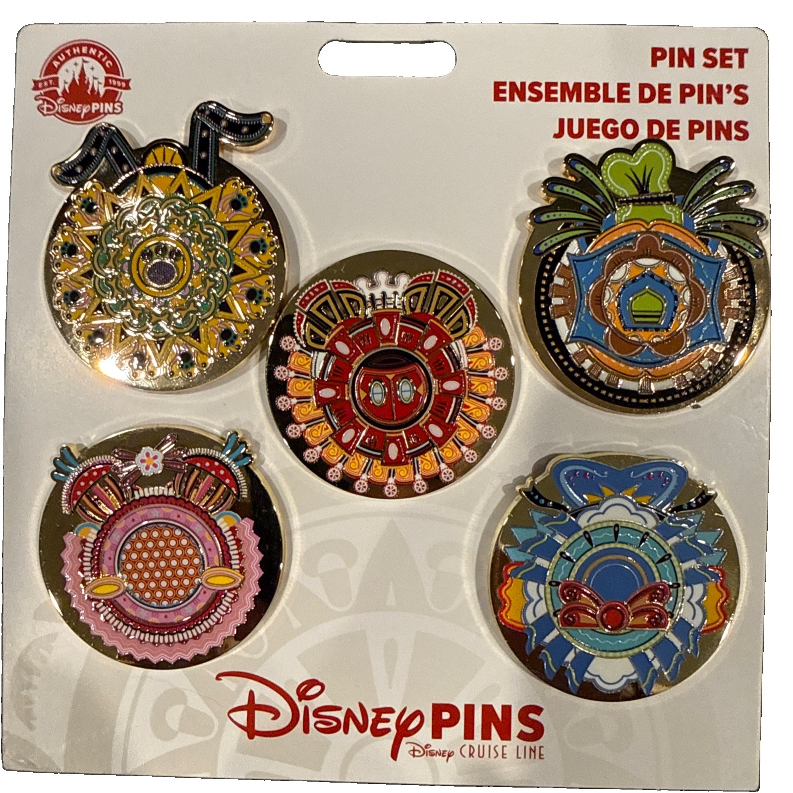New DCL Lookout Cay Character Medallion Symbol Set of 5 Disney Pins Cruise Line