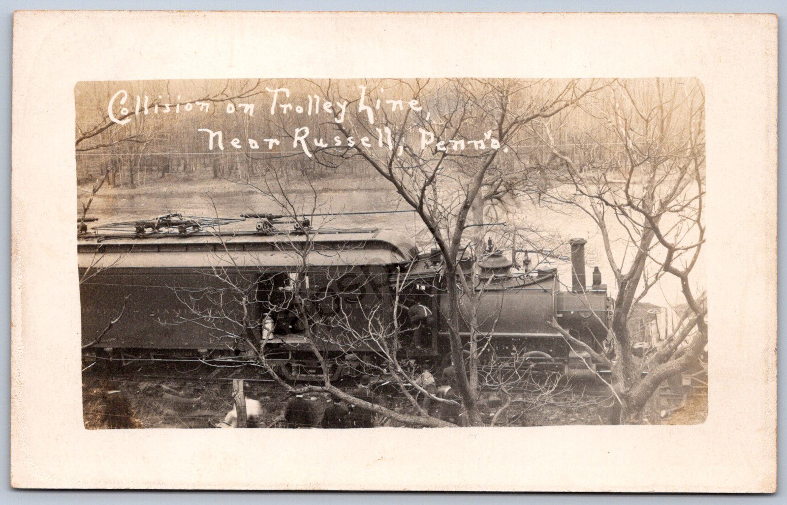 K11/ Russell Pennsylvania RPPC Postcard c10 Railroad Trolley Wreck Disaster 613