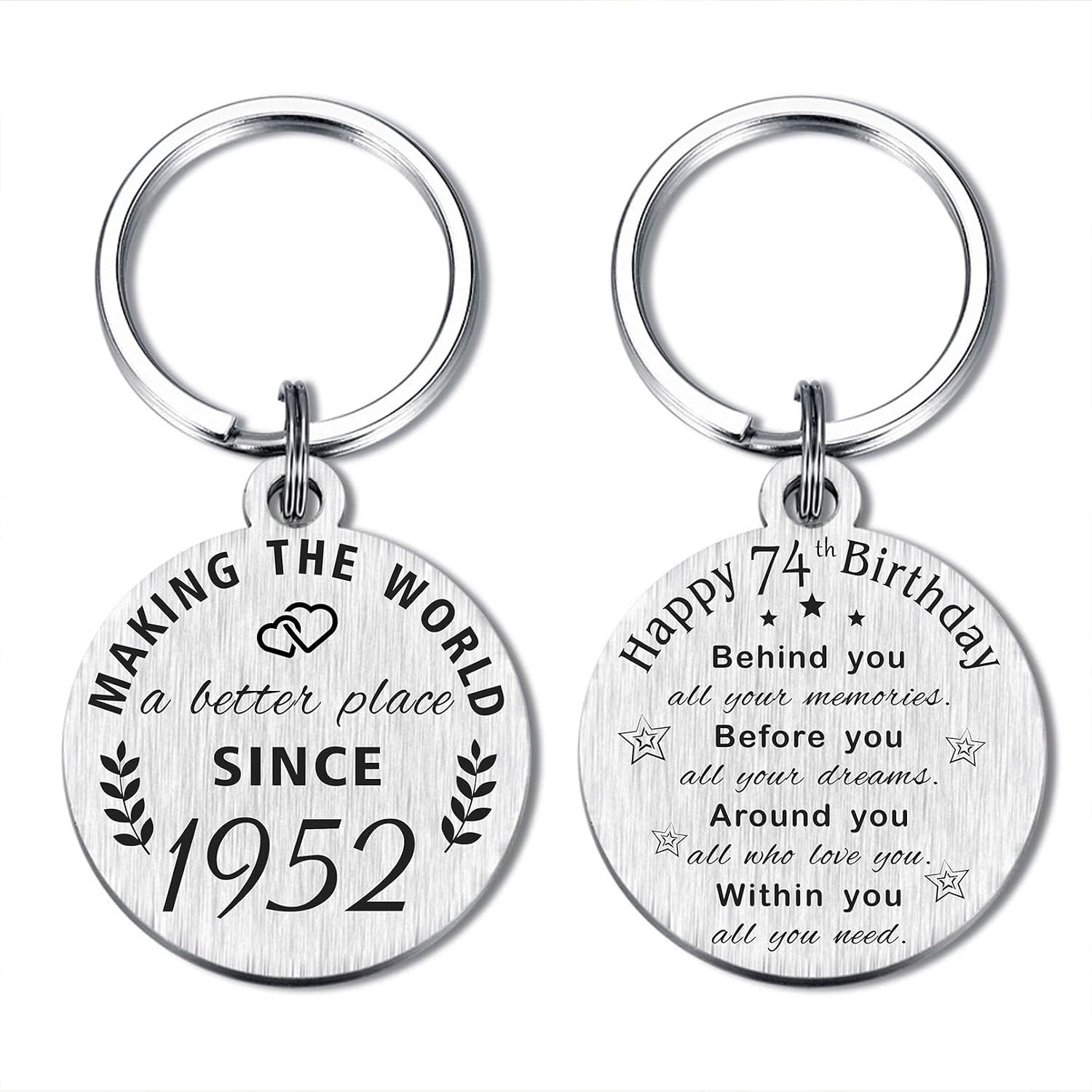 74th Birthday Gifts for Women Men, 74 Year Old Birthday Keychain, Born in 1952 G