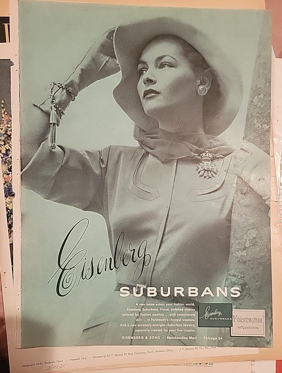 1948 Women's Eisenberg & Sons Surburbans Dress jewelry Vintage Fashion Ad
