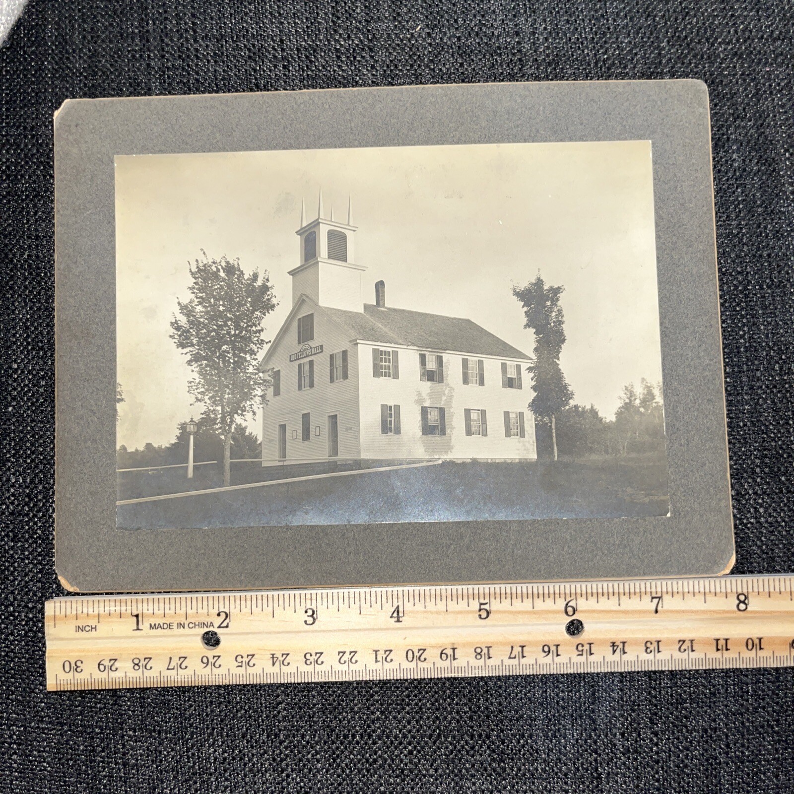 Antique Mounted Photograph Cheshire County NH Odd Fellows Hall IOOF Fraternal