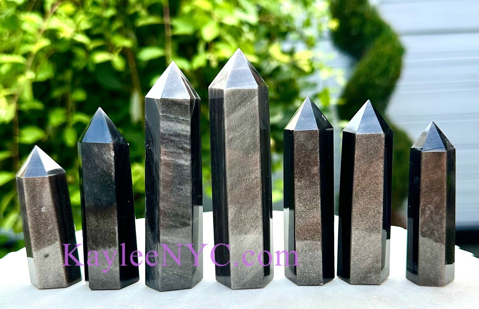 Wholesale Lot 1 Lb Natural Silver Sheen Obsidian Obelisk Tower Point Crystal