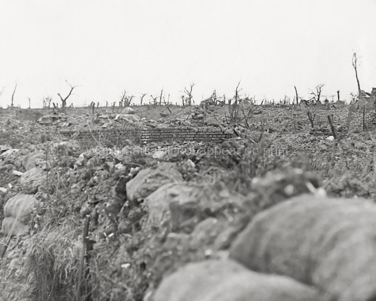 Ovillers France WW1 Fire Trench Battlefield Devastation Rubble Vtg. Photo