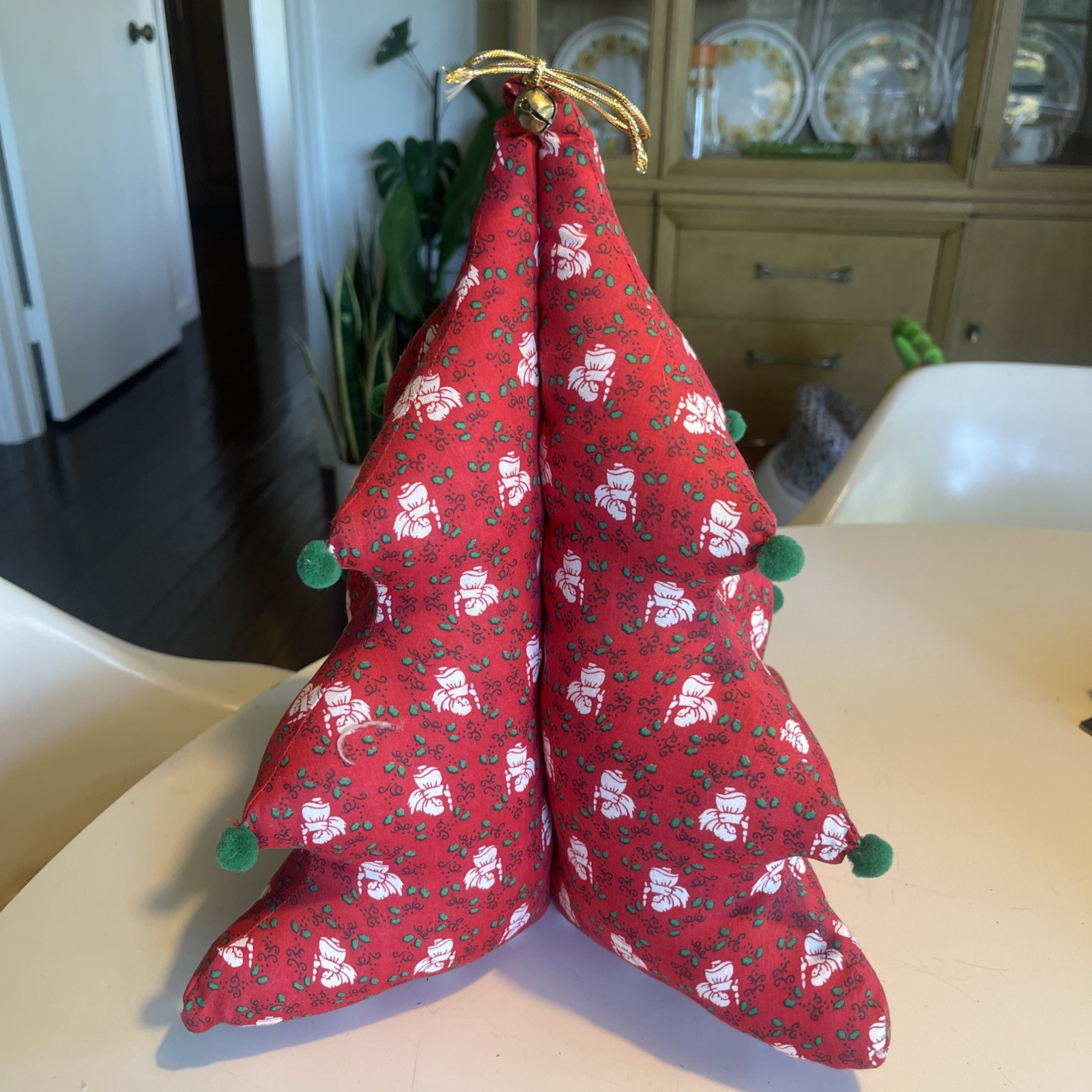 Vintage Handmade stuffed fabric Christmas tree