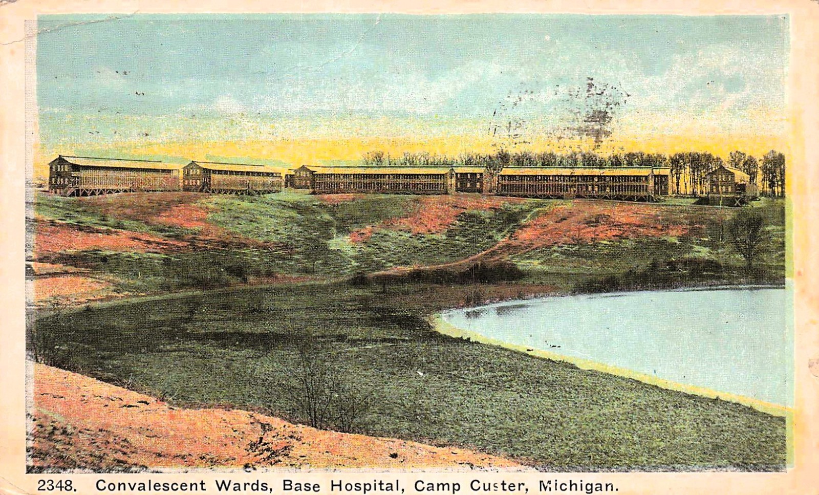 Fort Camp Custer Michigan MI Military Army Base Hospital Campus Vtg Postcard I20