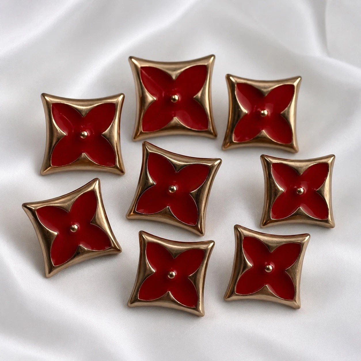 Lot Of 8 Gold Red Tone Ø 17mm Louis Vuitton LV Button Buttons Stamped Steel