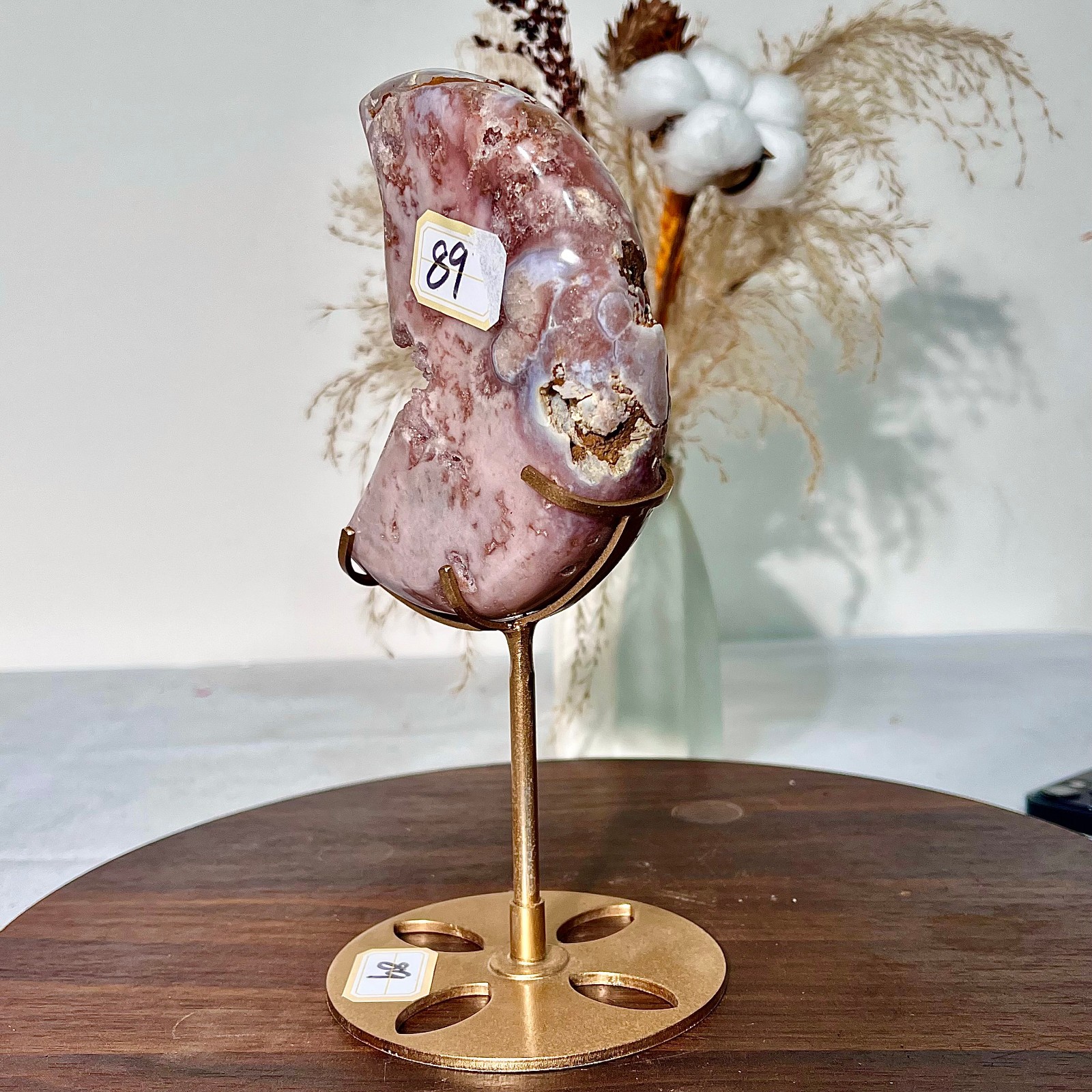 1.36LB  Natural Rose Quartz Moon - Pink Purple Crystal Love Stone Healing