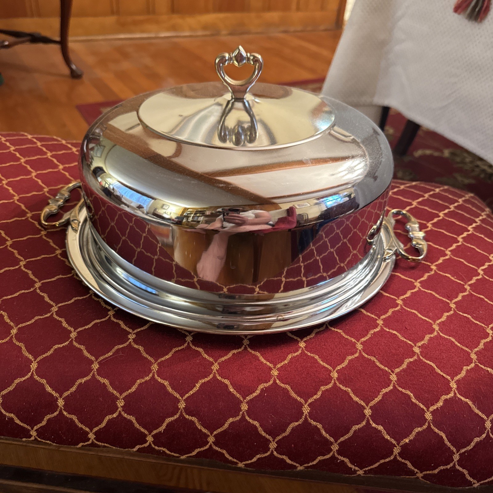 MID-CENTURY  Kromex Metal  Cake Cover and Plate