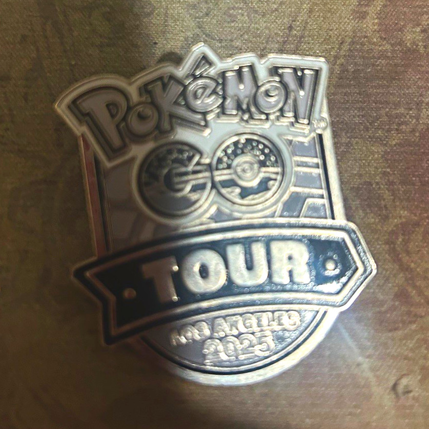 Pokémon GO Tour 2025 Silver Metal Pin Badge - Pokémon Franchise Animation Theme