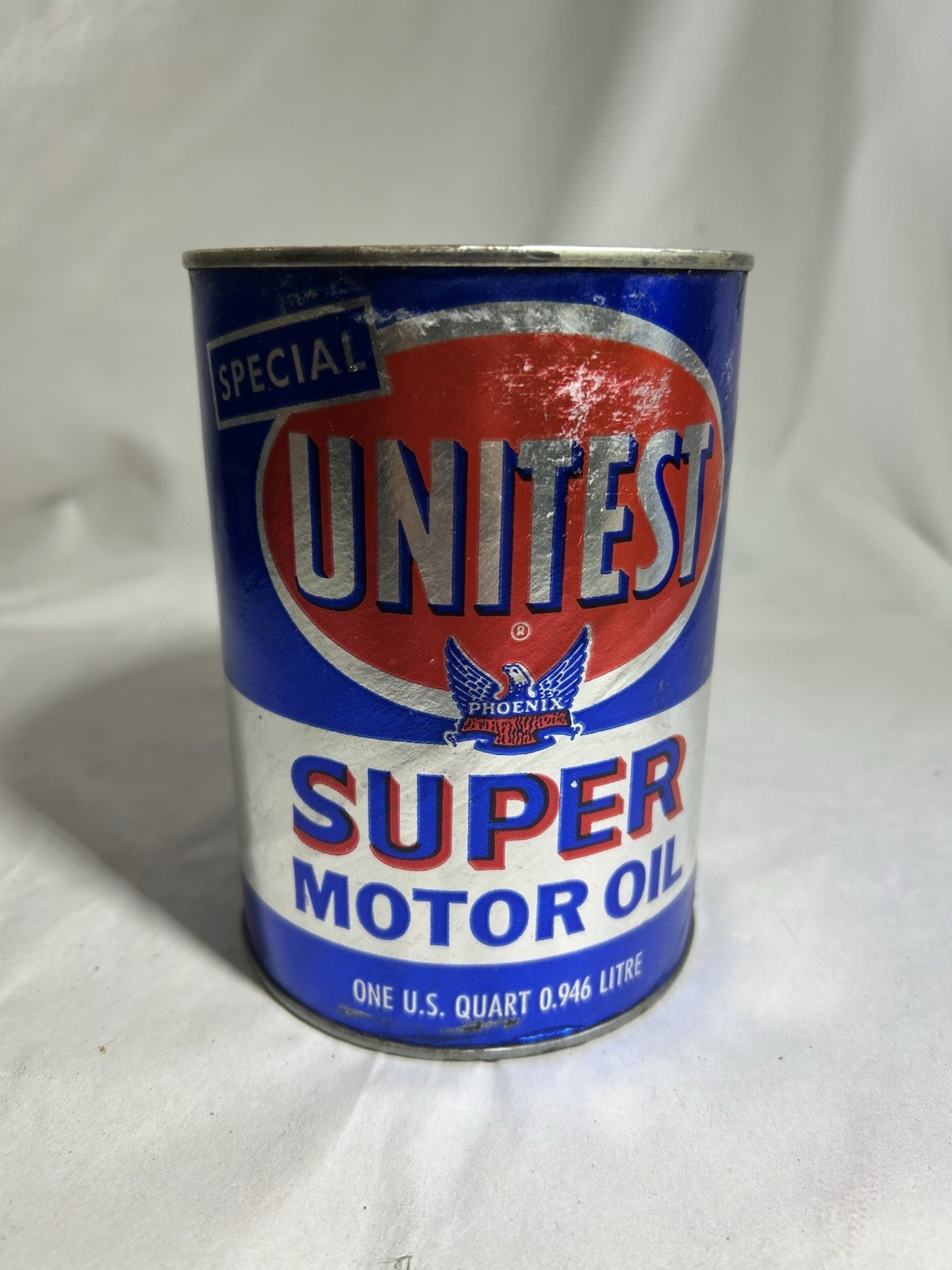 Vintage Unitest Phoenix Oil Augusta Georgia Super Motor Oil Advertising Can 1 QT