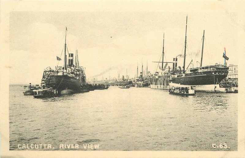 India C-1910 Calcutta River View C-63 Macropolo Postcard 22-3614
