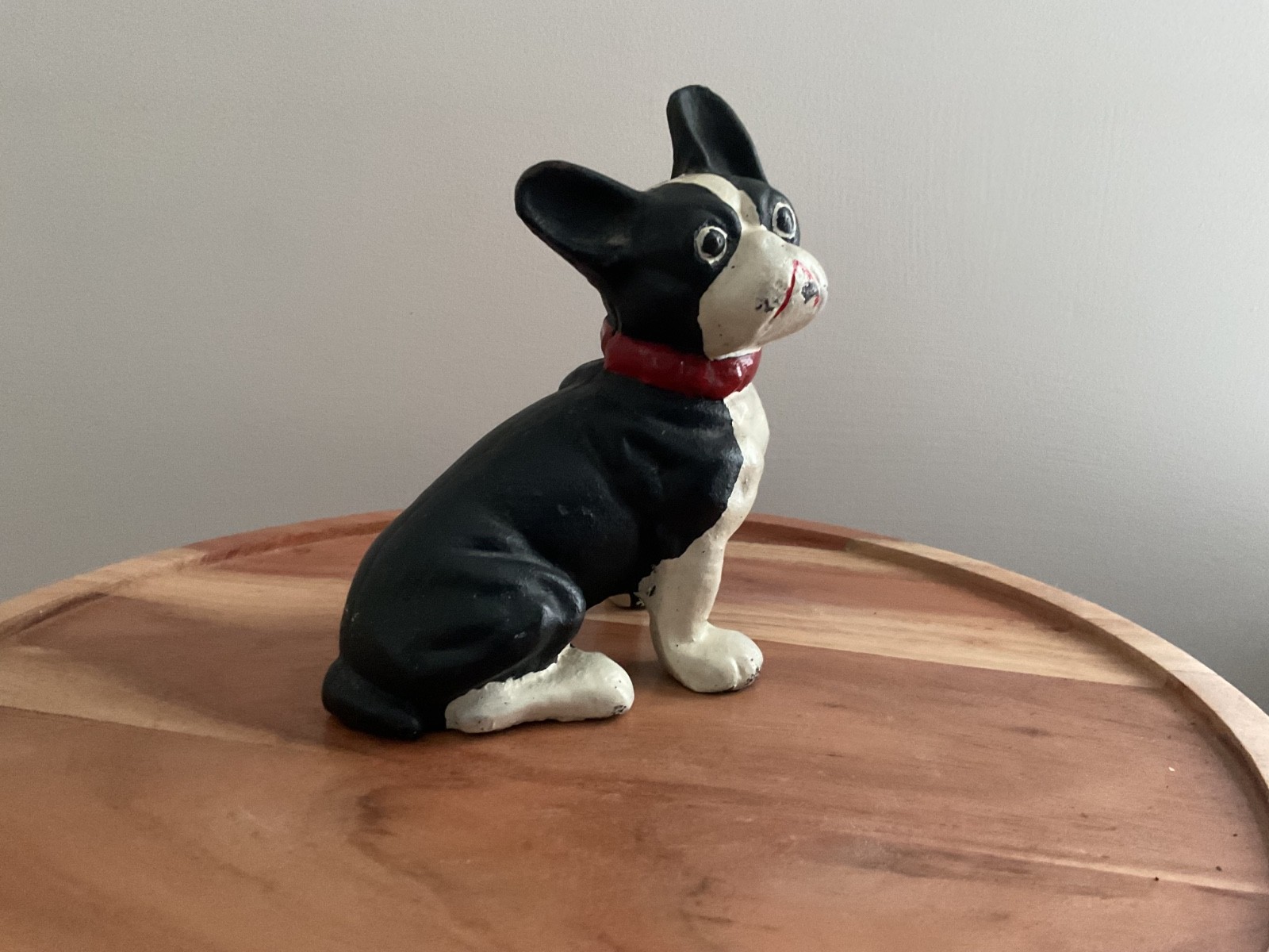 Vintage Solid Cast Iron Metal Boston Terrier Dog Doorstop