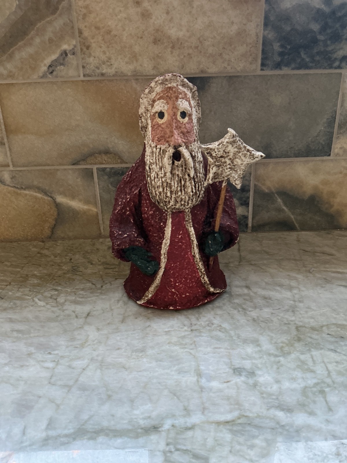 Vintage 6.5” Paper Mache Santa Claus Figure  Christmas