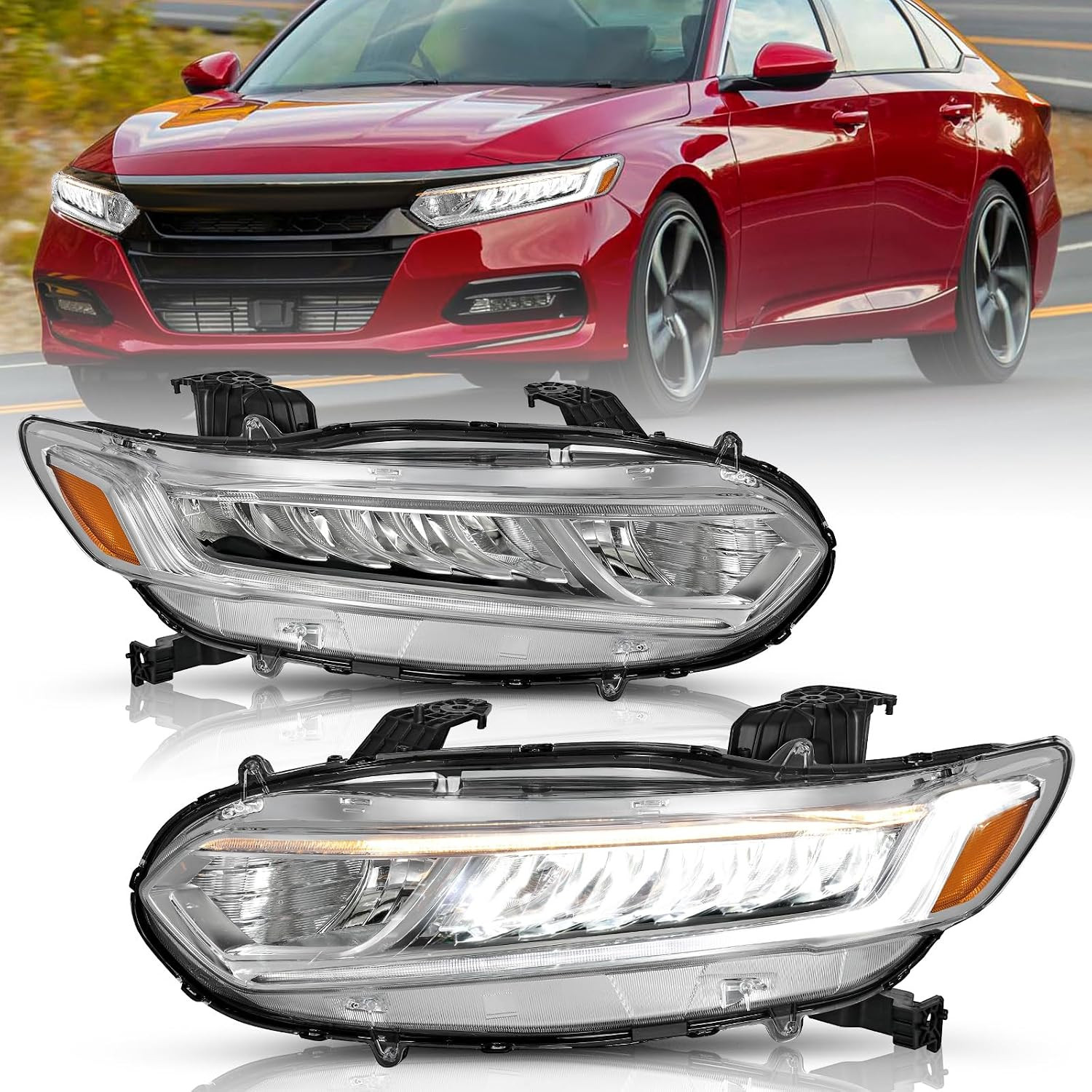 Halogen Headlight Assembly W/Led DRL Fit for 2018-2022 Honda Accord Sport LX EX