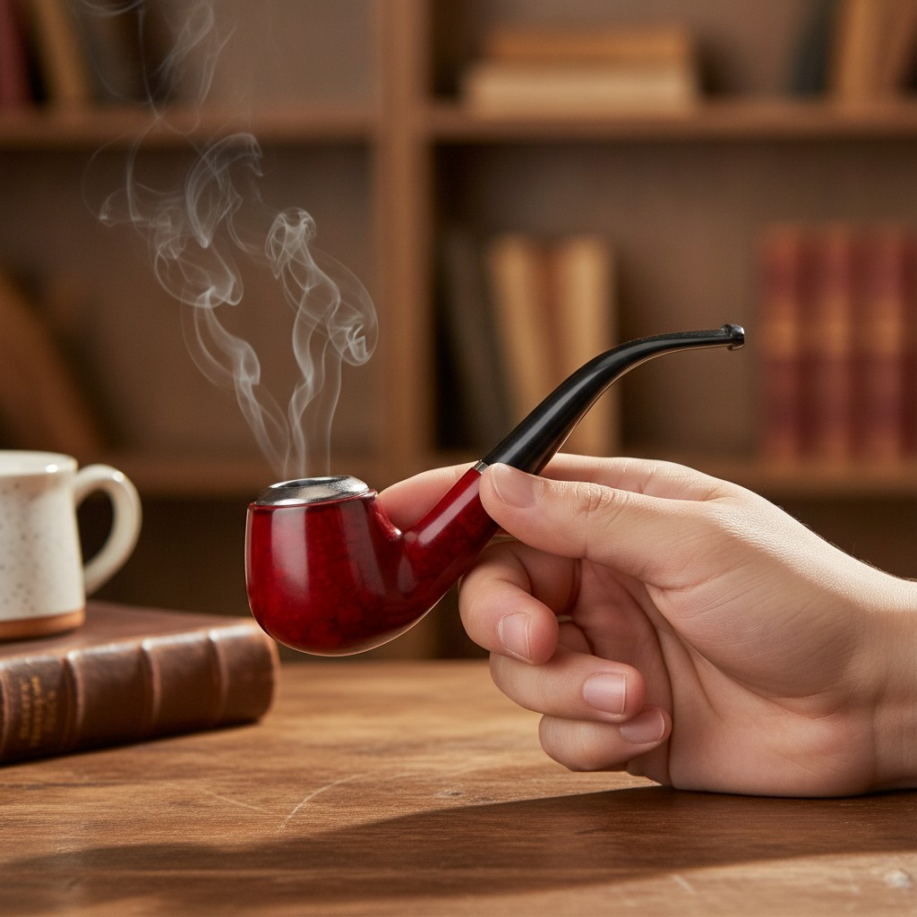 Stylish Red Resin Captain Pipe - Perfect for Collectors and Smoking Aficionados