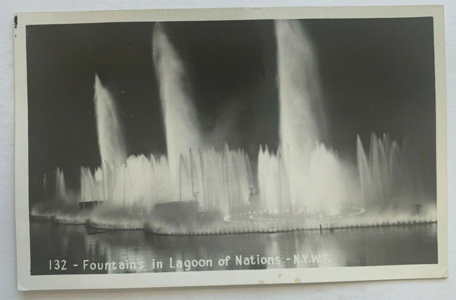 1940 NY Real Photo Postcard New York World\'s Fair Lagoon of Nations Fountains