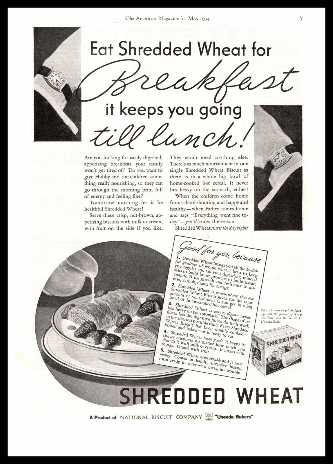 1934 Shredded Wheat Breakfast Cereal \