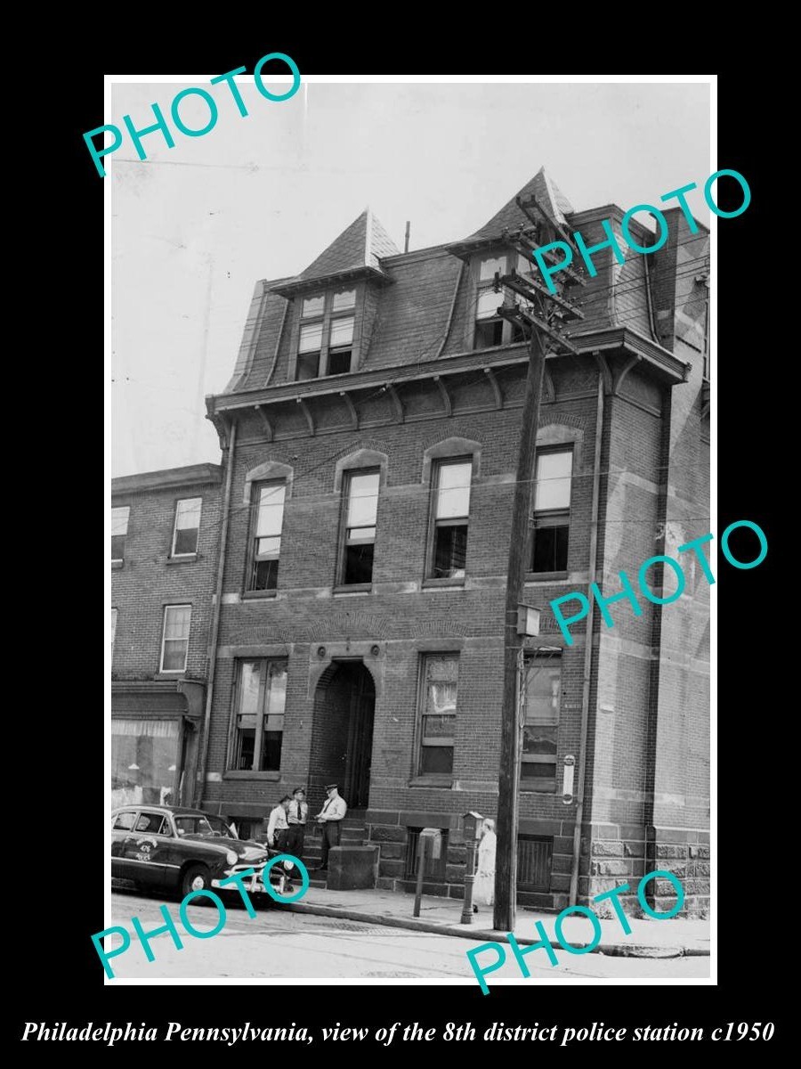 OLD HISTORIC PHOTO OF PHILADELPHIA PENNSYLVANIA THE 8th POLICE STATION c1950