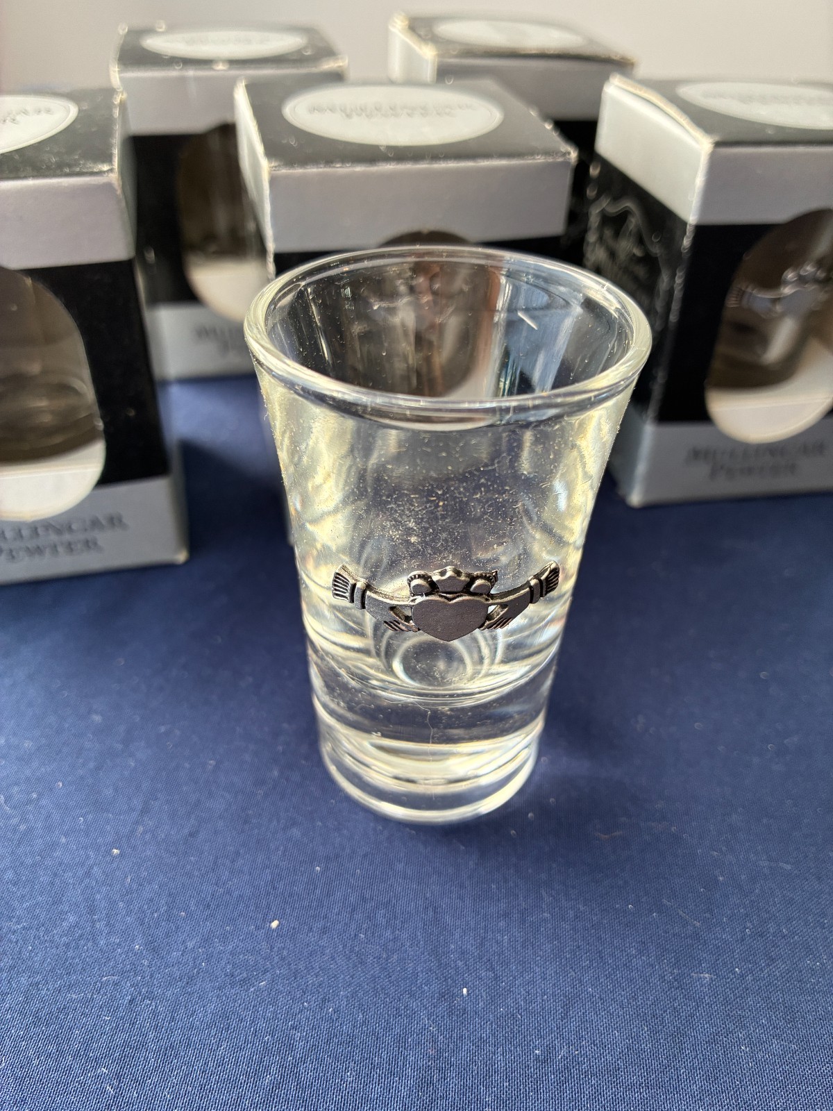 CELTIC DESIGN PEWTER SHOT GLASSES BY MULLINGAR PEWTER MADE IN IRELAND set of 6