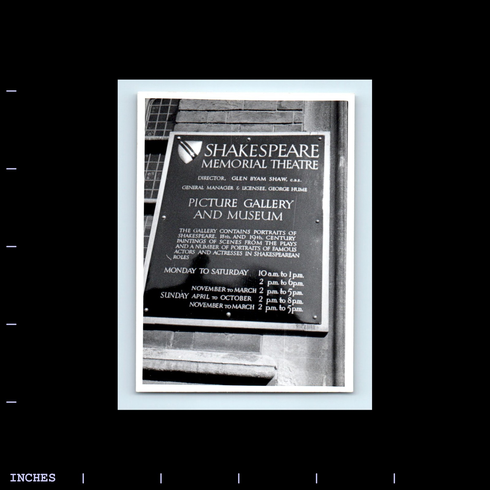 Old Vintage Photo SHAKESPEARE MEMORIAL THEATRE PICTURE GALLERY AND MUSEUM SIGN