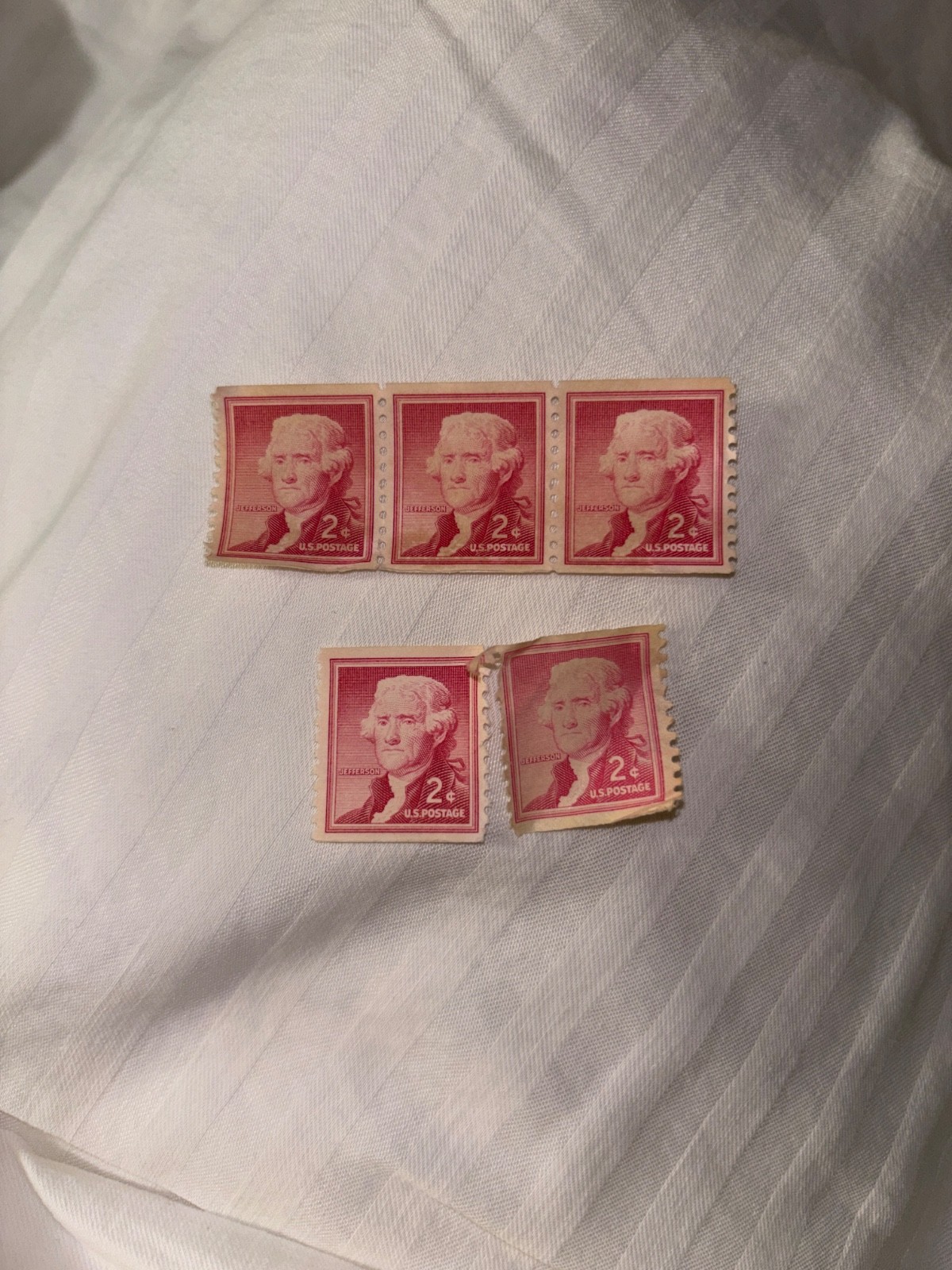 1954 Thomas Jefferson Stamps 2cents red/pink