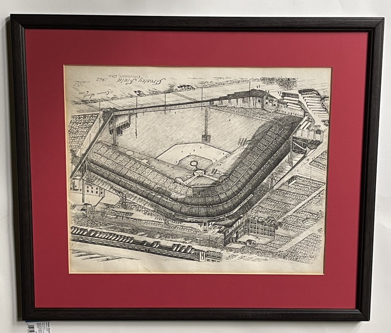 1962 Grosley Field Cincinnati, Ohio Matted And F ramed, By Geneva  South 1972