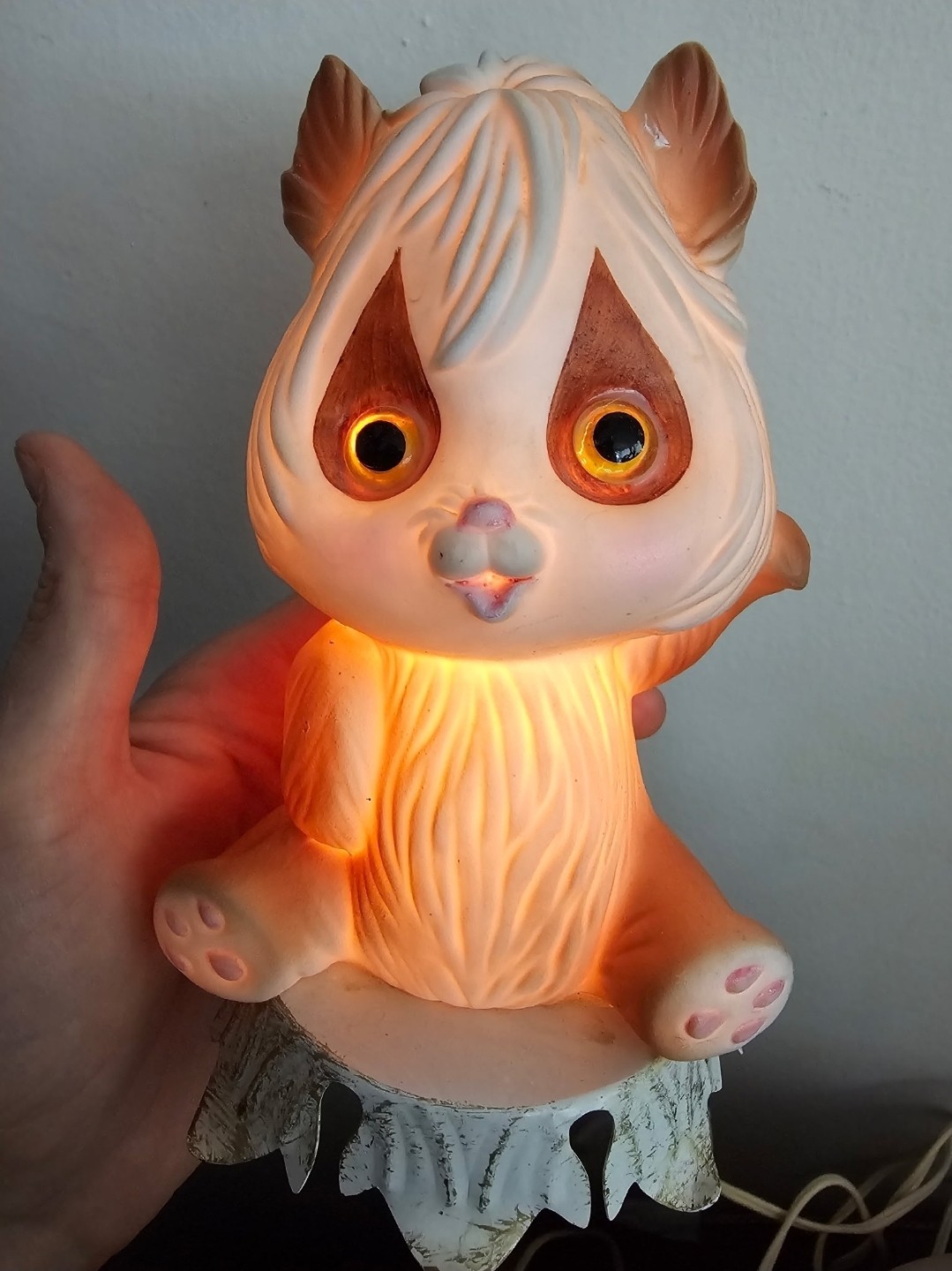 Vintage Mid Century Woodland Animal Bug/wide Eye Nursery Lamp Light Glow Eyes