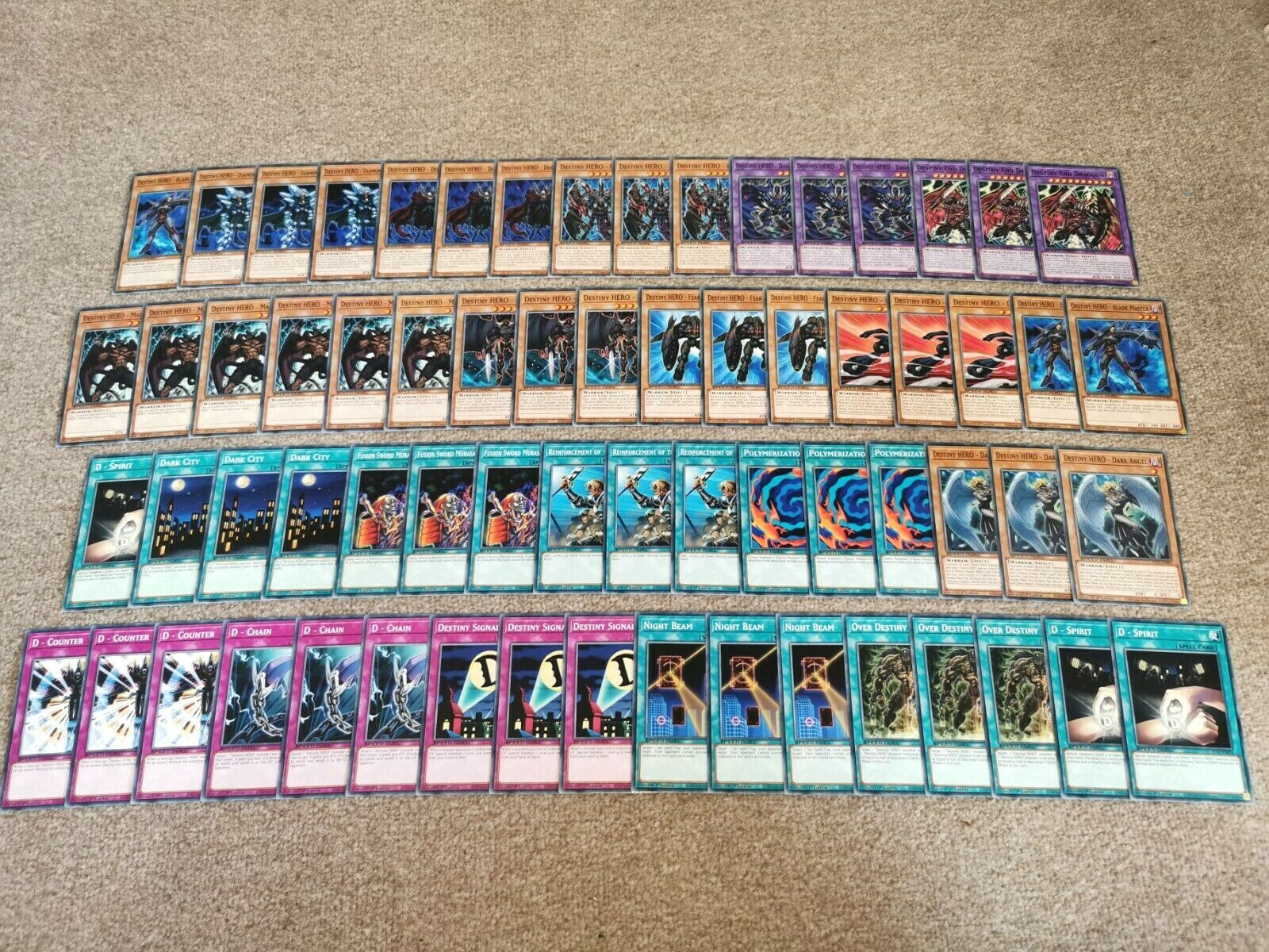 66 Card Destiny Hero/Aster Phoenix Deck: Dasher/Dragoon/Plasma etc... Yu-Gi-Oh