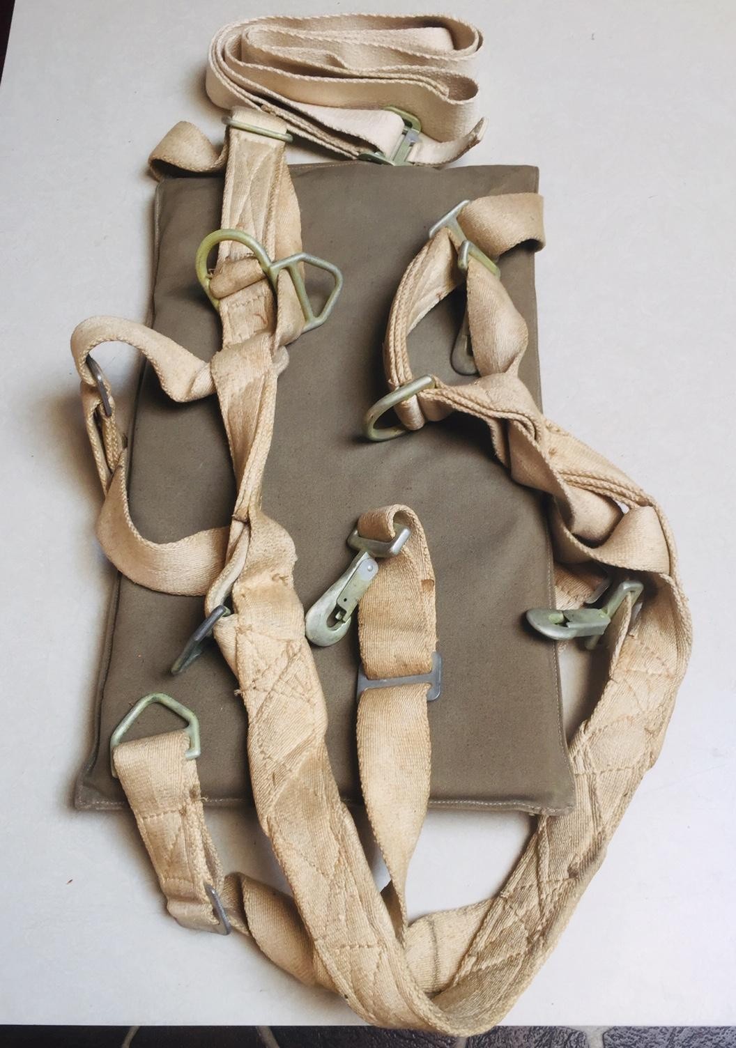 Original Antique WW2 Naval Aviator\'s Parachute Harness & Back Pad