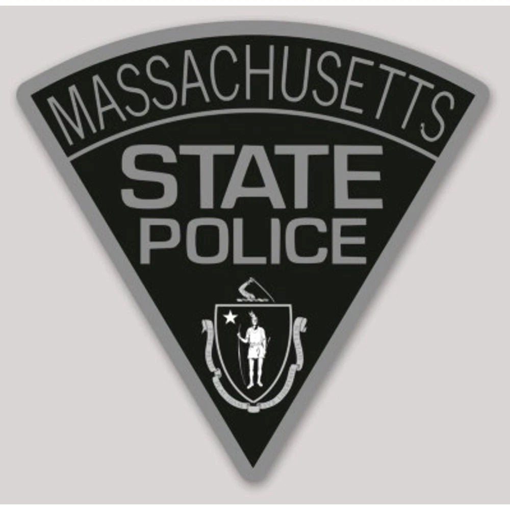 Massachusetts State Police Sticker 4 Inch Reflective MSP Triangle Decal Black
